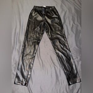 Bar III women’s (size S) Black Faux Leather Trousers with zippers on leg